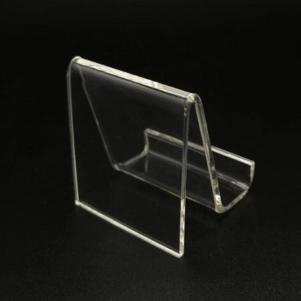 Acrylic Stand for Displaying Mobile Phones in Shops, 10-Pack - clear geometric acrylic phone display on black background