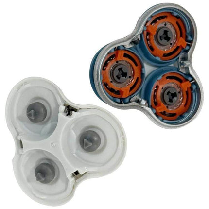 Shaver Head Replacement for Philips Shavers Rotating Three Head - polycarbonate 3-head replacement showing internal cutters and base, compatible S6000 series