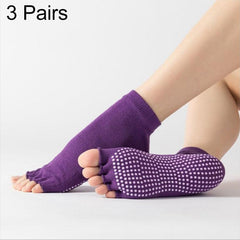 Non-Slip Five-Finger Dance Socks - 3 Pairs Open-Toe Yoga Socks for Indoor Sports