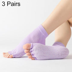 Non-Slip Five-Finger Dance Socks - 3 Pairs Open-Toe Yoga Socks for Indoor Sports