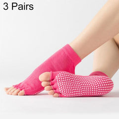 Non-Slip Five-Finger Dance Socks - 3 Pairs Open-Toe Yoga Socks for Indoor Sports