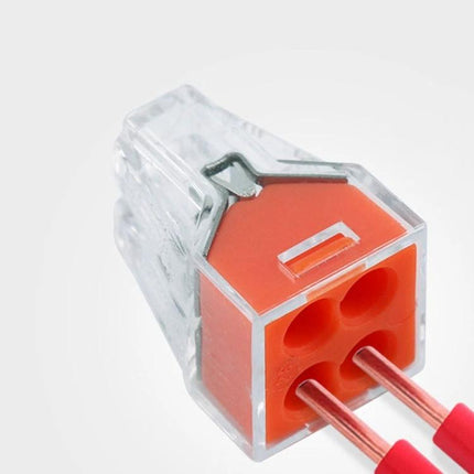 Pack of 10 Fast Wire Connector Terminals for Electrical Wiring — clear compact push-in connector joining two wires for quick home electrical repairs