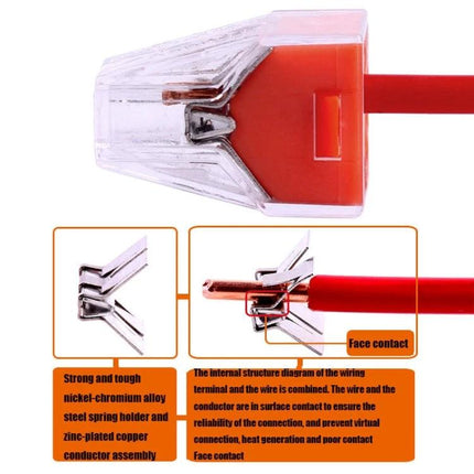 Pack of 10 Fast Wire Connector Terminals for Electrical Wiring - clear compact push-in connector for quick tool-free wire joining (pack of 10)