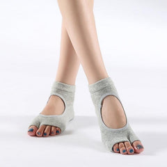 Non-Slip Cotton Two-Toed Yoga Socks - 2 Pairs for Women, Breathable and Shock-Absorbing