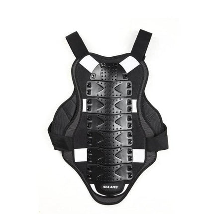 SULAITE Back Protector Vest for Roller Skating and Motorcycle, L/XL - black ventilated EVA foam and PE shell protective vest for adults
