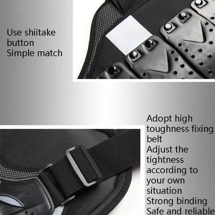 SULAITE Back Protector Vest for Roller Skating and Motorcycle, L/XL showing EVA foam panels, PE shell and adjustable strap close-up