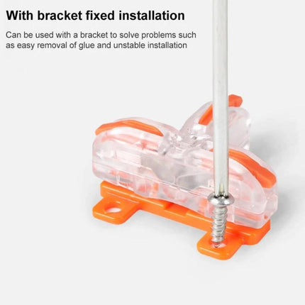 10-Piece Household Universal T-Type Wire Connection Terminal clear push-fit connector with orange bracket and screw for fixed installation