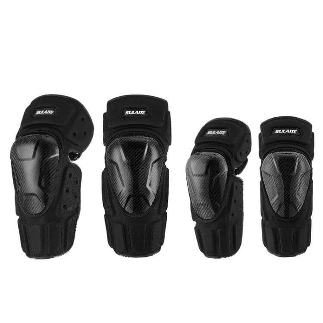 SULAITE Off Road Knee And Elbow Pads For Motorcycle Riding - breathable lightweight black protective knee and elbow pad set for dirt bike and trail riding