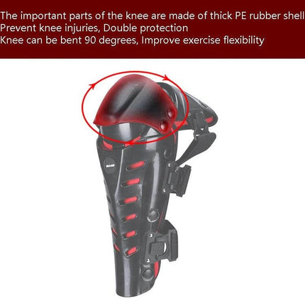 SULAITE Motorcycle Knee Pads Black for Outdoor Riding and Everyday Use - black PE shell knee pad with EVA foam, 90° bend, 29cm strap, impact protection