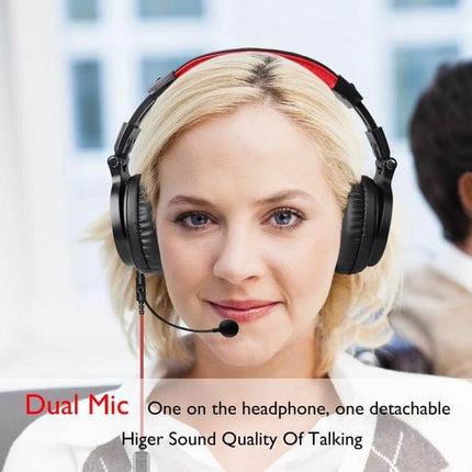 OneOdio Bluetooth Over Ear Headset Wired And Wireless Black Red over-ear headset with dual mic for gaming and calls