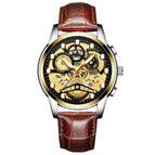 Brown Leather Gold Black Surface
