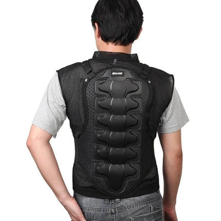 Sulaite Sleeveless Riding Protective Vest for Cycling and Skating Sizes M to XXXL - black back protector vest with EVA foam and PE shell