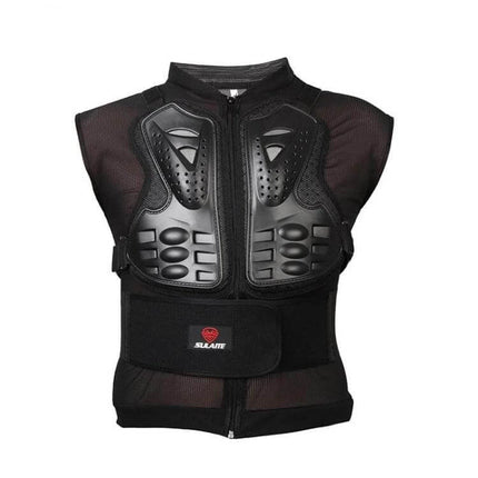 Sulaite Sleeveless Riding Protective Vest for Cycling and Skating Sizes M to XXXL – black sleeveless EVA foam and PE shell back protector vest