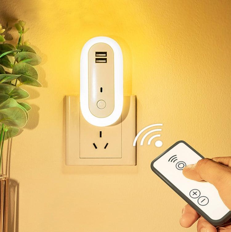 LED Dimmable Night Light with Remote Control and USB Port for Bedroom, CN Plug