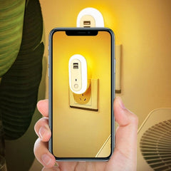 LED Dimmable Night Light with Remote Control and USB Port for Bedroom, CN Plug