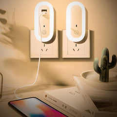 LED Dimmable Night Light with Remote Control and USB Port for Bedroom, CN Plug