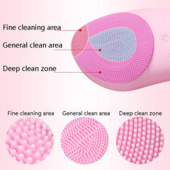 Silicone Ultrasonic Facial Cleansing Brush with Deep Cleansing and Massage Functions