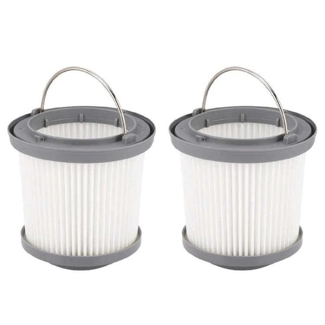 Black and Decker Compatible Handheld Vacuum Filter for Dust Capture - pair of white pleated replacement filters with gray rims and metal handles