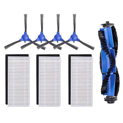Replacement Main Brush and Filter for Eufy RoboVac Models - blue main brush, 4 side brushes and 3 filters set
