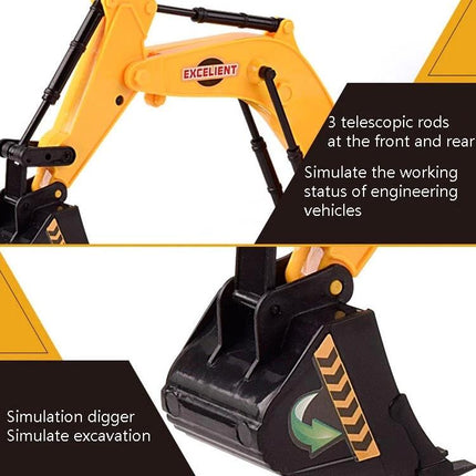 Engineering Toy Vehicle for Kids' Daily Playtime Adventures - yellow transforming digger toy with telescopic rods and simulation bucket