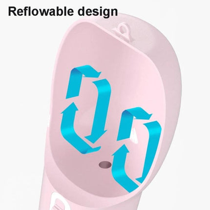 Convenient Pet Food and Water Cup for Daily Outings - pink segmented reflowable design showing separate food and water compartments