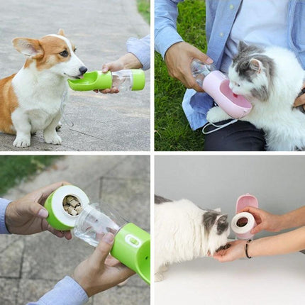 Convenient Pet Food and Water Cup for Daily Outings – segmented travel bowl for dogs and cats, portable water and food dispenser