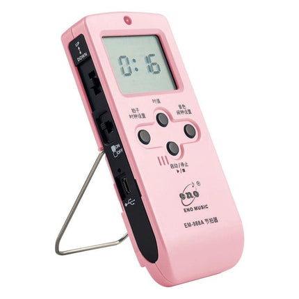 ENO Electronic Metronome for Everyday Music Practice at Home - pink tabletop digital metronome with LCD and control buttons