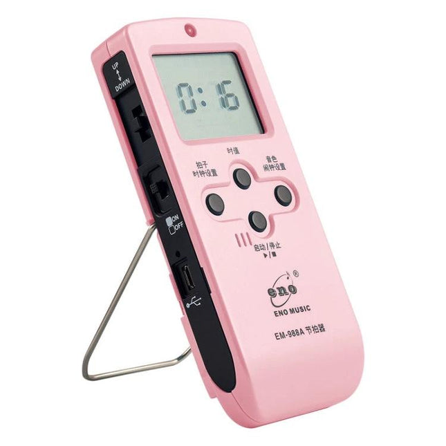 ENO Electronic Metronome for Everyday Music Practice at Home - pink tabletop digital metronome with LCD and control buttons