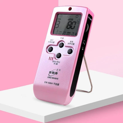 ENO Electronic Metronome for Everyday Music Practice at Home pink desktop metronome with LCD display and buttons