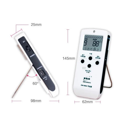 ENO Electronic Metronome for Everyday Music Practice at Home compact white digital metronome with stand and LCD display