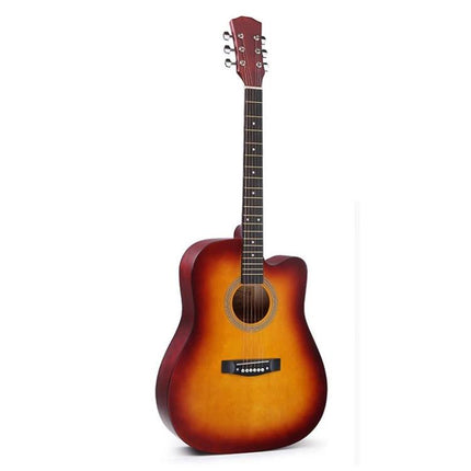 Folk Acoustic Guitar for Beginner Daily Music Practice Sessions - sunburst wooden acoustic guitar with cutaway for daily practice