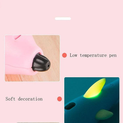 3D Printing Pen for Creative 3D Art in Dolphin Pink showing low-temperature tip and soft decoration details