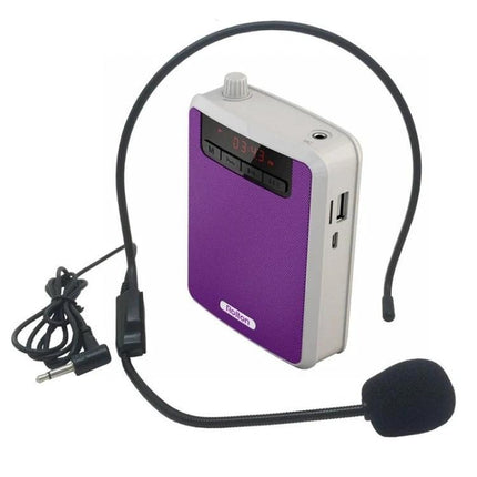 Rolton Voice Amplifier for Teachers and Outdoor Use compact purple portable amp with head-worn microphone for classroom and outdoor guiding