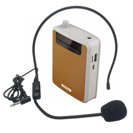 Rolton Voice Amplifier for Teachers and Outdoor Use compact gold speaker with headset microphone for classroom and outdoor instruction