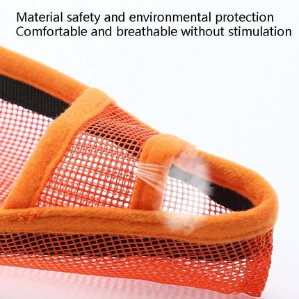 Mesh Cover for Dogs During Walks and Training Sessions lightweight breathable orange mesh muzzle allowing panting drinking and comfort