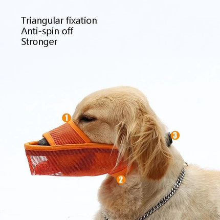 Mesh Cover for Dogs During Walks and Training Sessions - orange breathable mesh muzzle for Collies and Greyhounds allowing panting and drinking