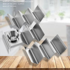 Stainless Steel Pancake Serving Rack with Integrated Cup and Handle