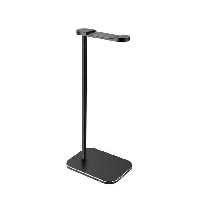 Aluminum Headset Stand For Desk Organization And Storage sleek black aluminum stand clears desk clutter and protects finishes