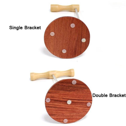 Beech Wood Headphone Stand With Metal Base For Desk showing single and double bracket round wood top