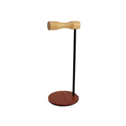 Beech Wood Headphone Stand With Metal Base For Desk – compact beech head, black metal rod and non-slip round base for desk