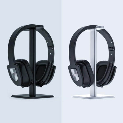 Aluminum Headphone Stand For Desk Organization And Easy Access with black and silver desk headset holders