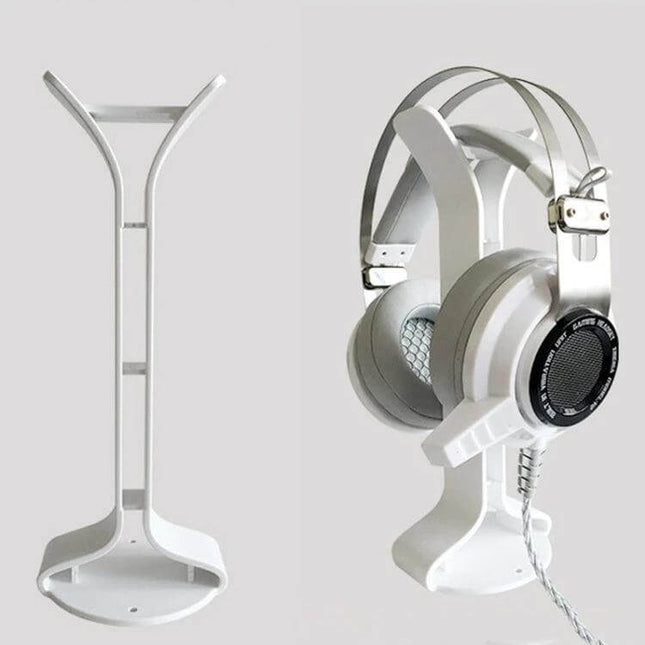 Universal Headphone Holder For Desk Or Wall Mount White And Black — compact silicone PC+ABS stand for over-ear headsets