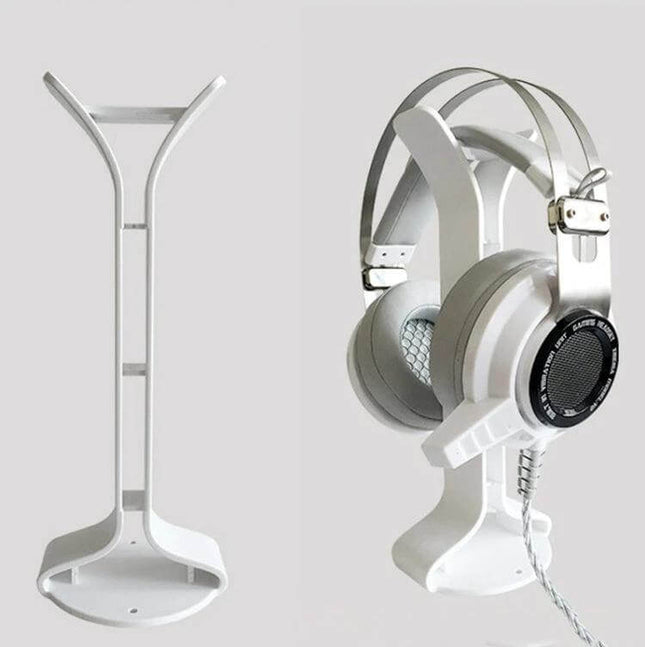 Universal Headphone Holder For Desk Or Wall Mount White And Black — compact silicone PC+ABS stand for over-ear headsets