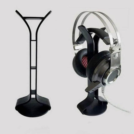 Universal Headphone Holder For Desk Or Wall Mount White And Black compact stand with silicone pads for over-ear headsets