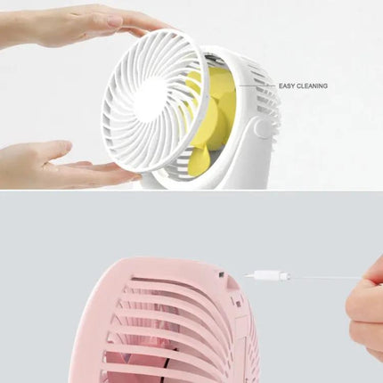 Mini USB Desk Fan For Office Dorm Quiet Portable White