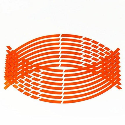 Motorcycle Rim Stickers For 18 Inch Wheels Reflective Decals - orange reflective PVC rim decal set for 18-inch motorcycle and EV wheels