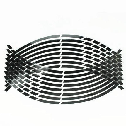Motorcycle Rim Stickers For 18 Inch Wheels Reflective Decals - black reflective PVC 0.8cm strips for 18-inch motorcycle rims, low-profile visibility enhancement