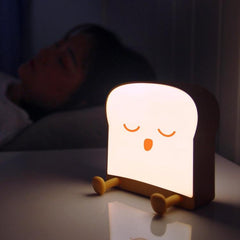 LED Toast Bread Night Light with Phone Holder for Kids - Adjustable Sleep Timer and Dimming Feature