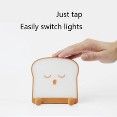 LED Toast Bread Night Light with Phone Holder for Kids - Adjustable Sleep Timer and Dimming Feature