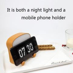 LED Toast Bread Night Light with Phone Holder for Kids - Adjustable Sleep Timer and Dimming Feature